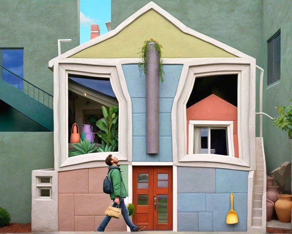 Whimsical Artistic Façade of a House with Colorful Design