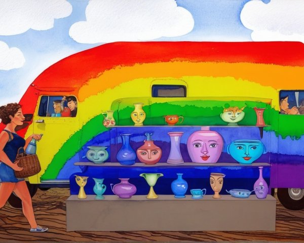 Vibrant Vintage Trailer with Whimsical Decor