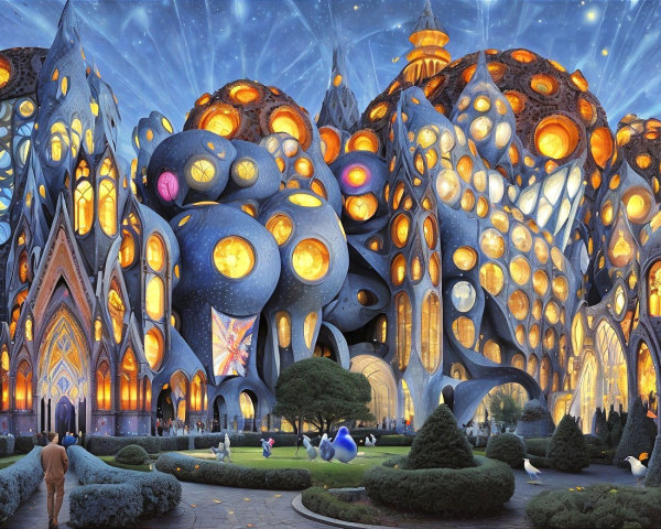 Surreal Architectural Landscape with Organic Structures