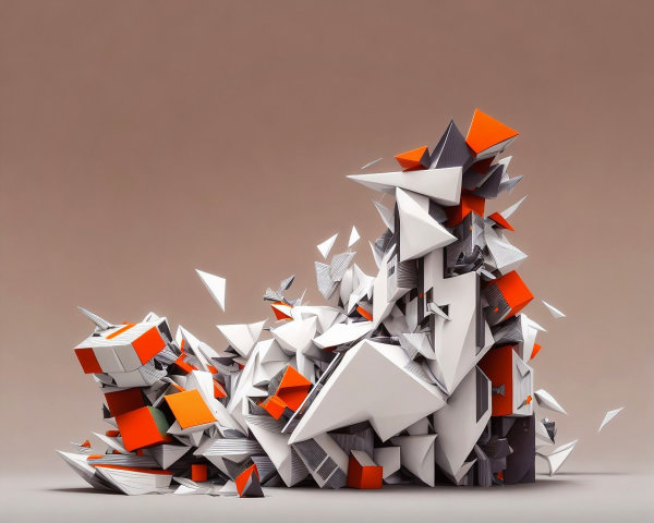 Abstract Geometric Shapes in White, Gray, and Orange