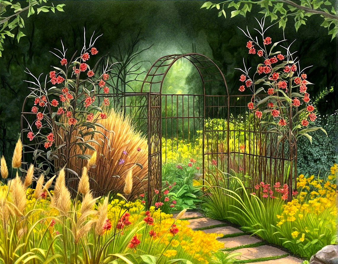 Charming Garden Gate Leading to Lush Landscape