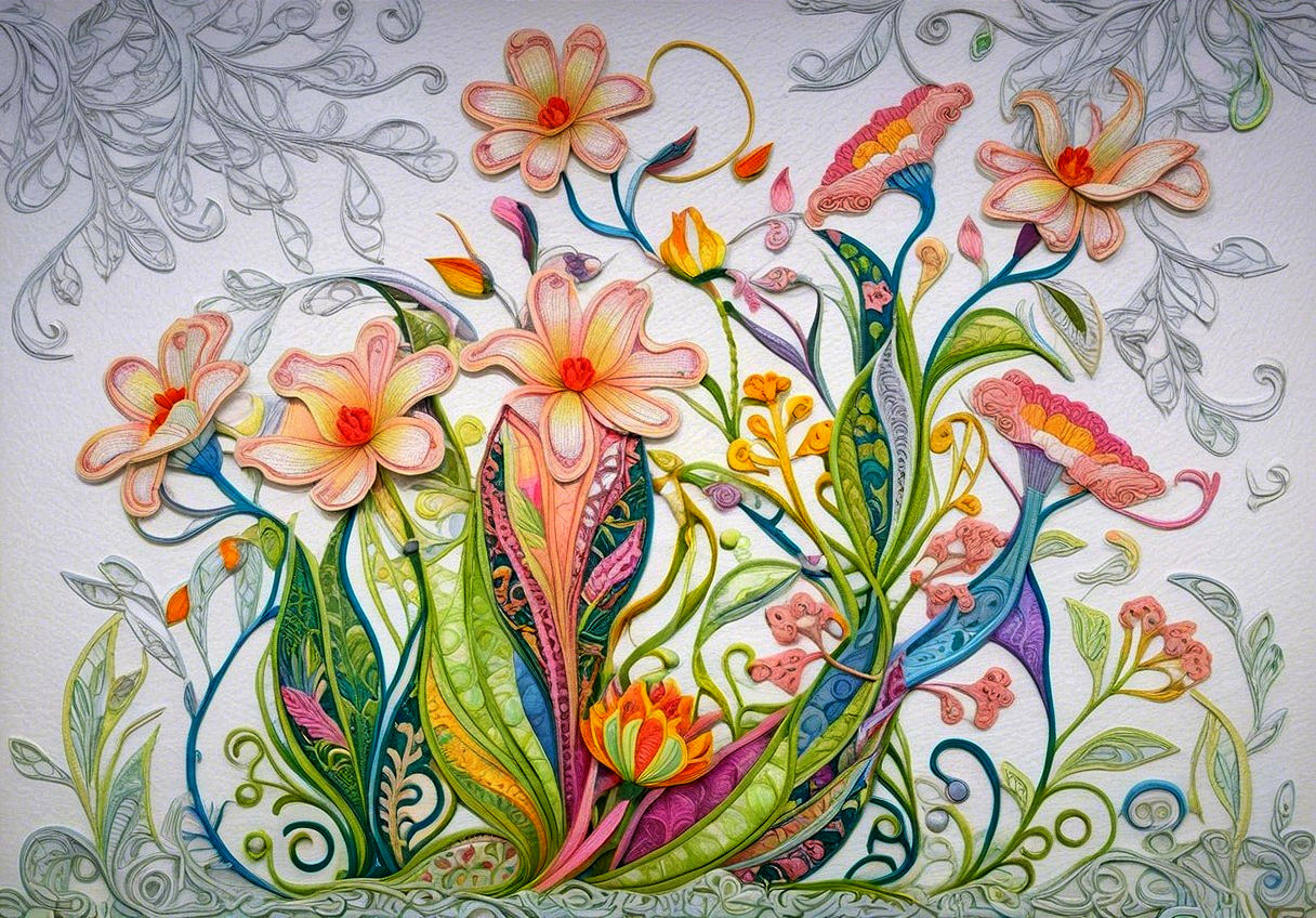 Vibrant Floral Arrangement with Intricate Designs