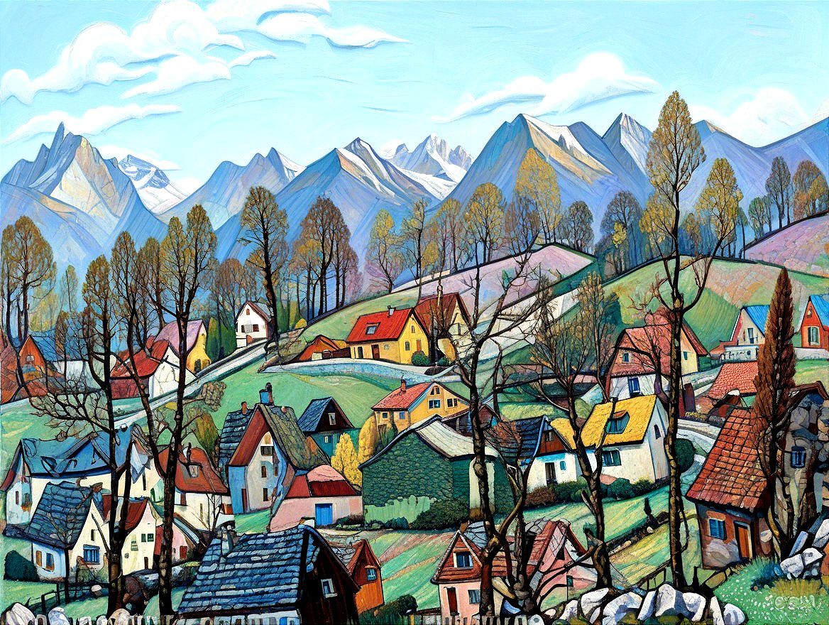Charming Village in a Scenic Rolling Hills Landscape