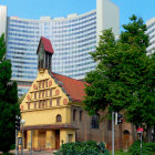Detailed Model of Historic Church with Modern Background