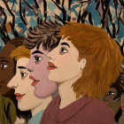 Colorful Stylized Portraits of Diverse Faces in Profile
