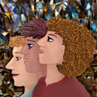 Children's Profiles Surrounded by Nature's Beauty