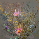 Vibrant Floral Composition with Pink Flowers and Branches