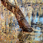Tranquil Wetland Scene with Ducks and Lush Greenery