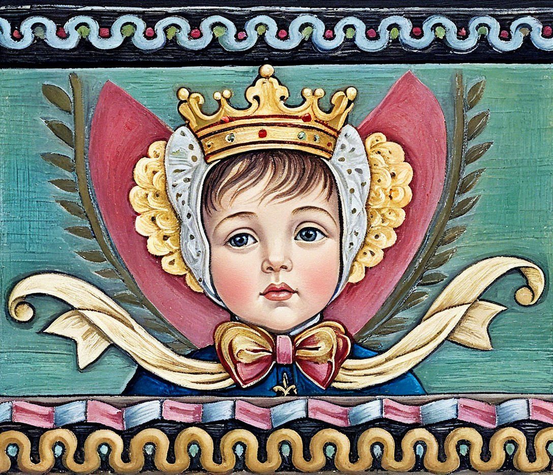 Portrait of a Child in Crown with Whimsical Accents