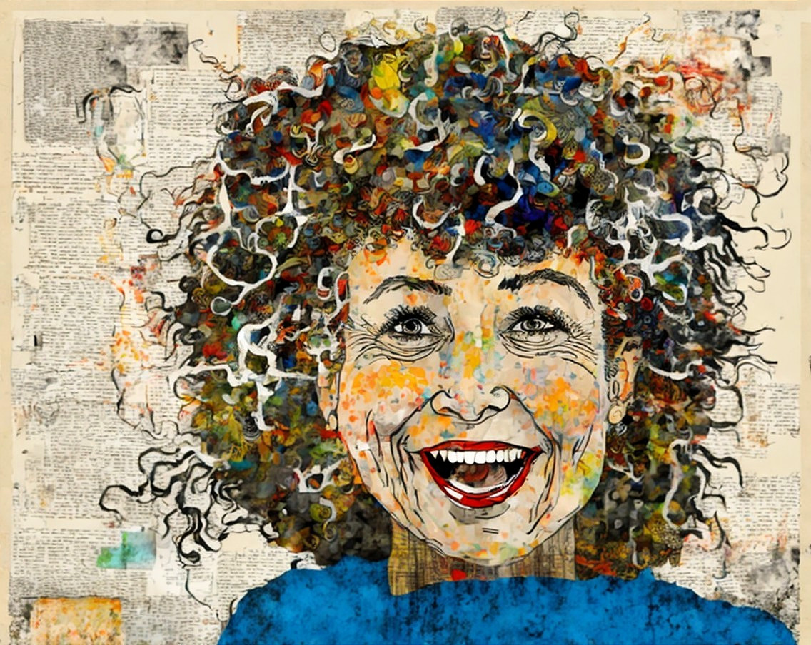 Vibrant Woman with Multicolored Hair and Artistic Backdrop