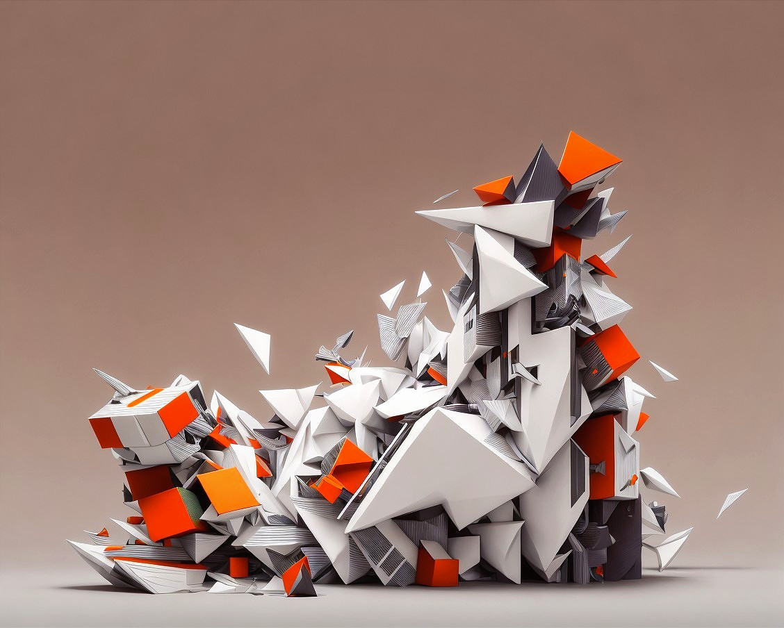Abstract Geometric Shapes in White, Gray, and Orange