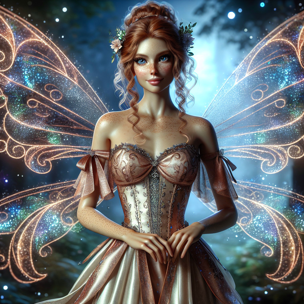 Mystical Fairy in Enchanting Forest with Shimmering Wings