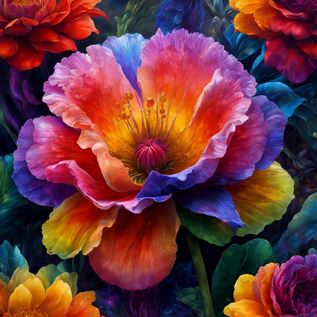 Vibrant Oversized Flower with Rich Color Hues