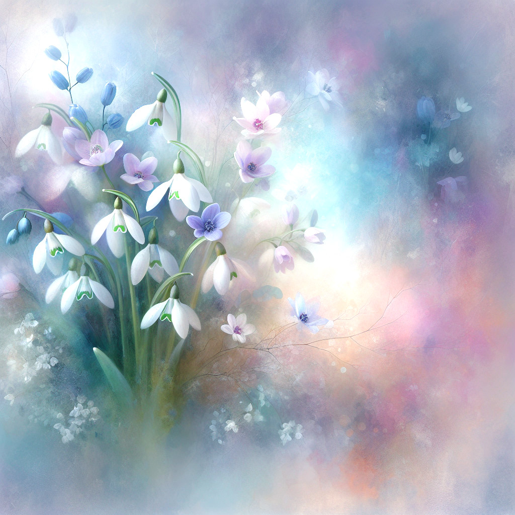 Dreamy Floral Composition with Pastel Blossoms