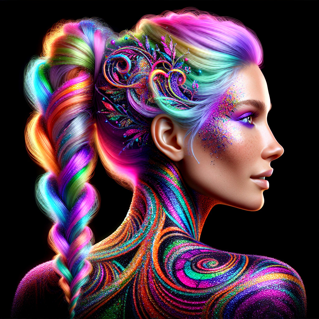 Profile of a Woman with Colorful Braided Hair