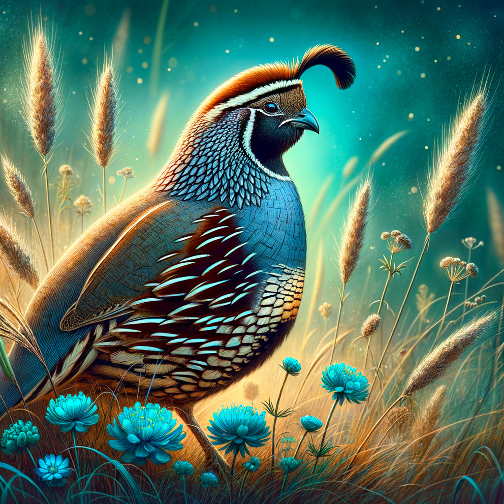 Illustration of a Quail in a Vibrant Natural Setting