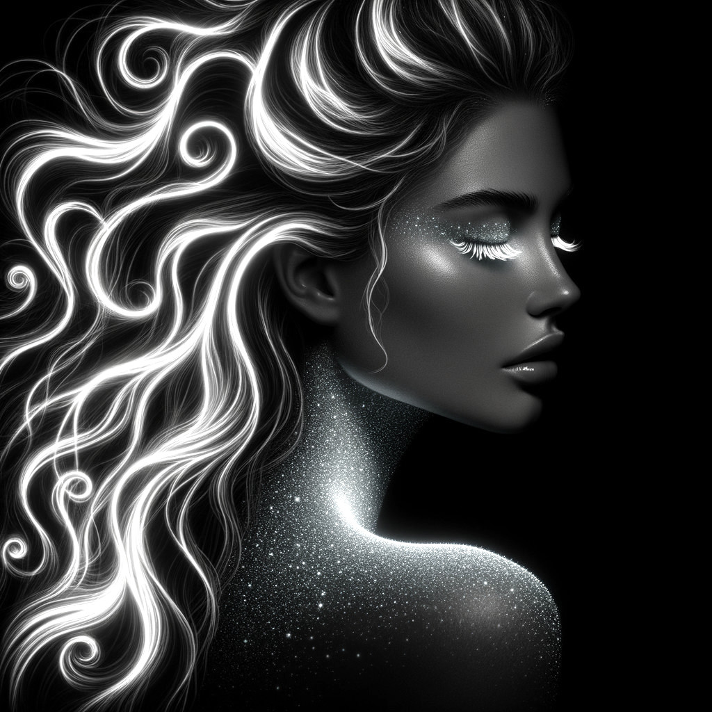 Mystical Radiance: Monochrome Beauty