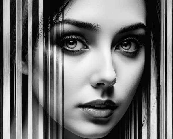 Black-and-White Portrait of a Young Woman's Eyes