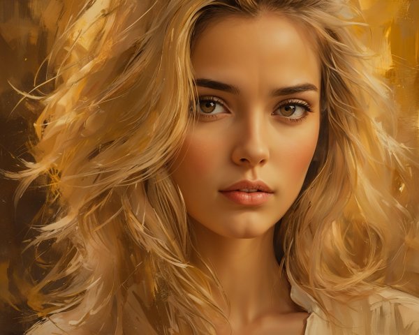 Portrait of a Young Woman with Blonde Hair and Golden Hues
