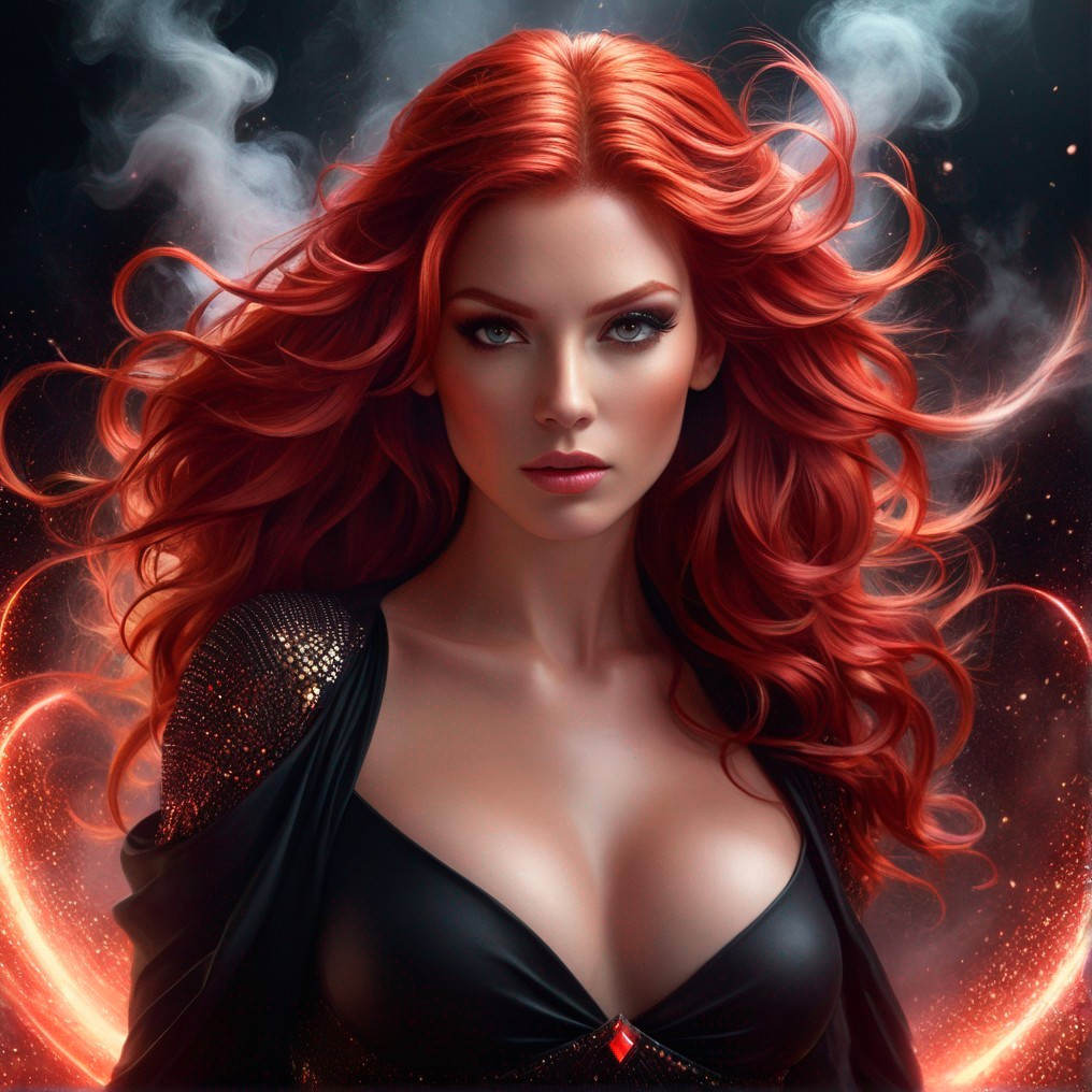 Digital Artwork of Woman with Glowing Skin and Red Hair