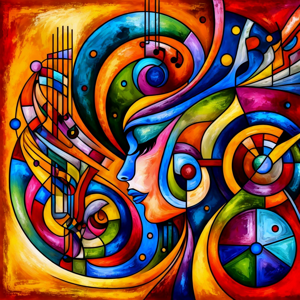 Vibrant Abstract Representation of a Woman's Face