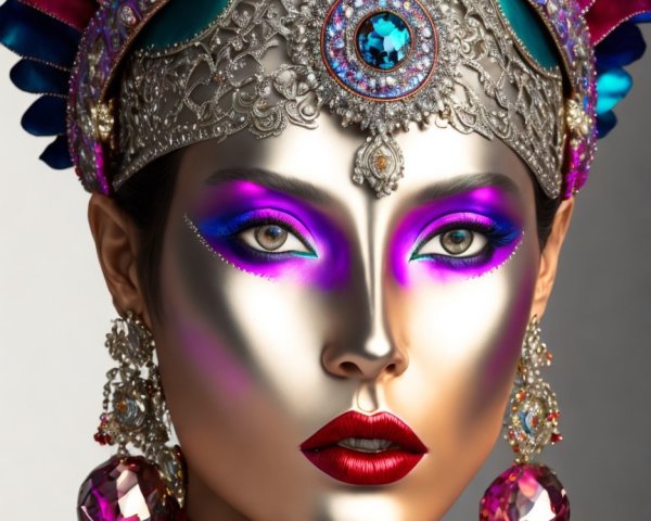 Elaborate Digital Portrait with Decorative Headdress