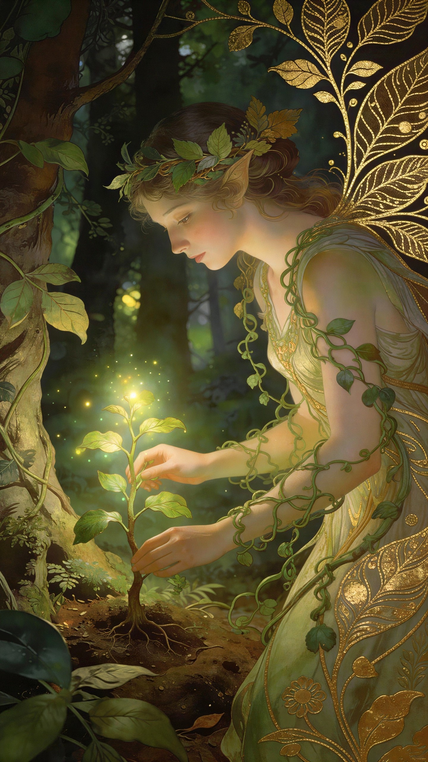 Ethereal Fantasy Artwork of a Forest Elf Woman