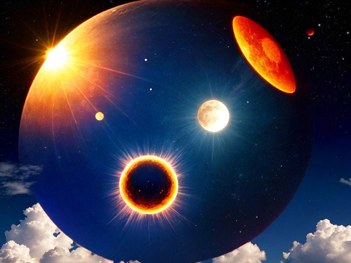 Cosmic Scene with Celestial Bodies and Stars