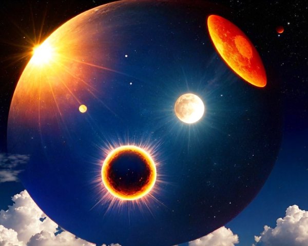 Cosmic Scene with Celestial Bodies and Stars