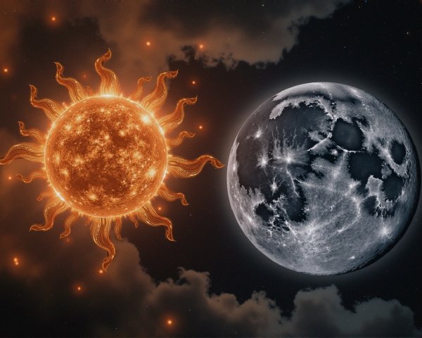 Sun and Moon Contrast in Celestial Harmony