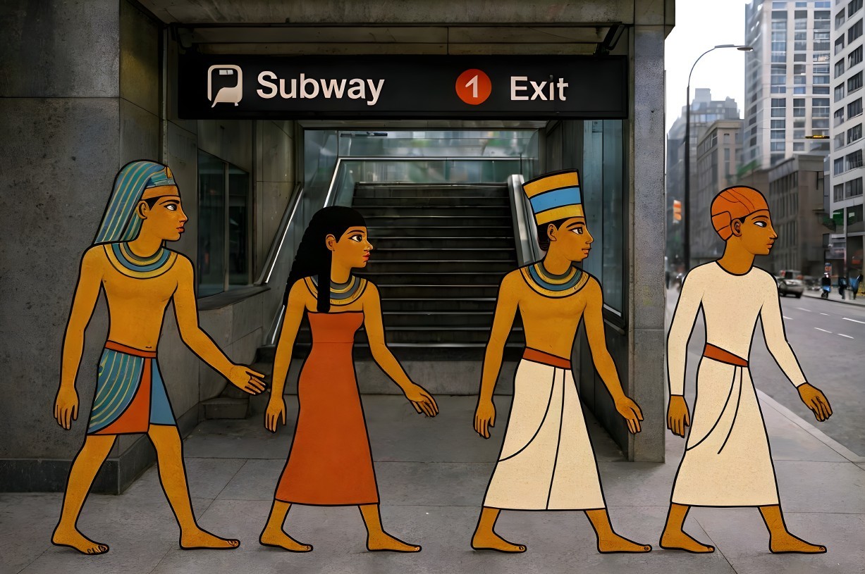 Surreal Fusion of Ancient Egypt and Modern City Life