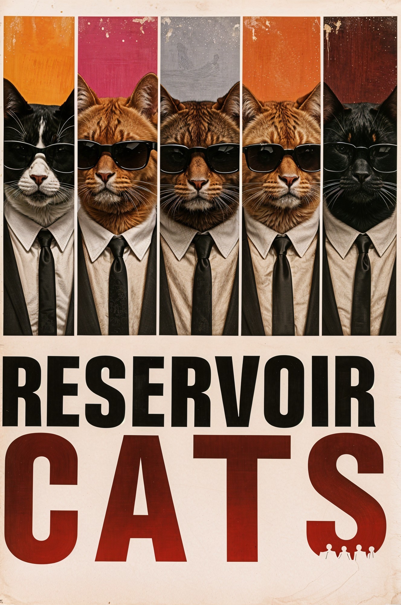 Playful Cat Parody of Classic Film in Panels