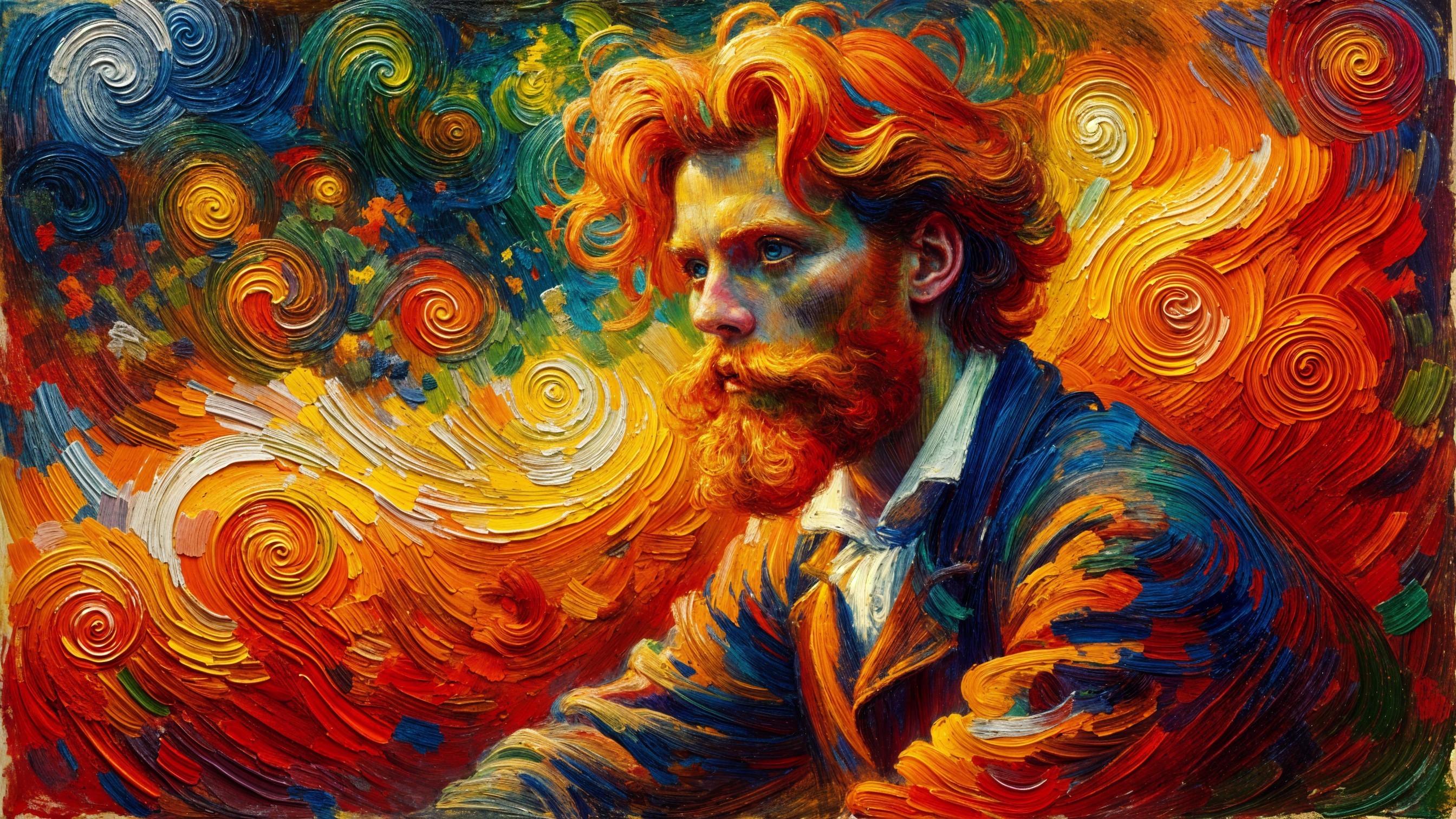 Portrait of a man with red hair and bushy beard