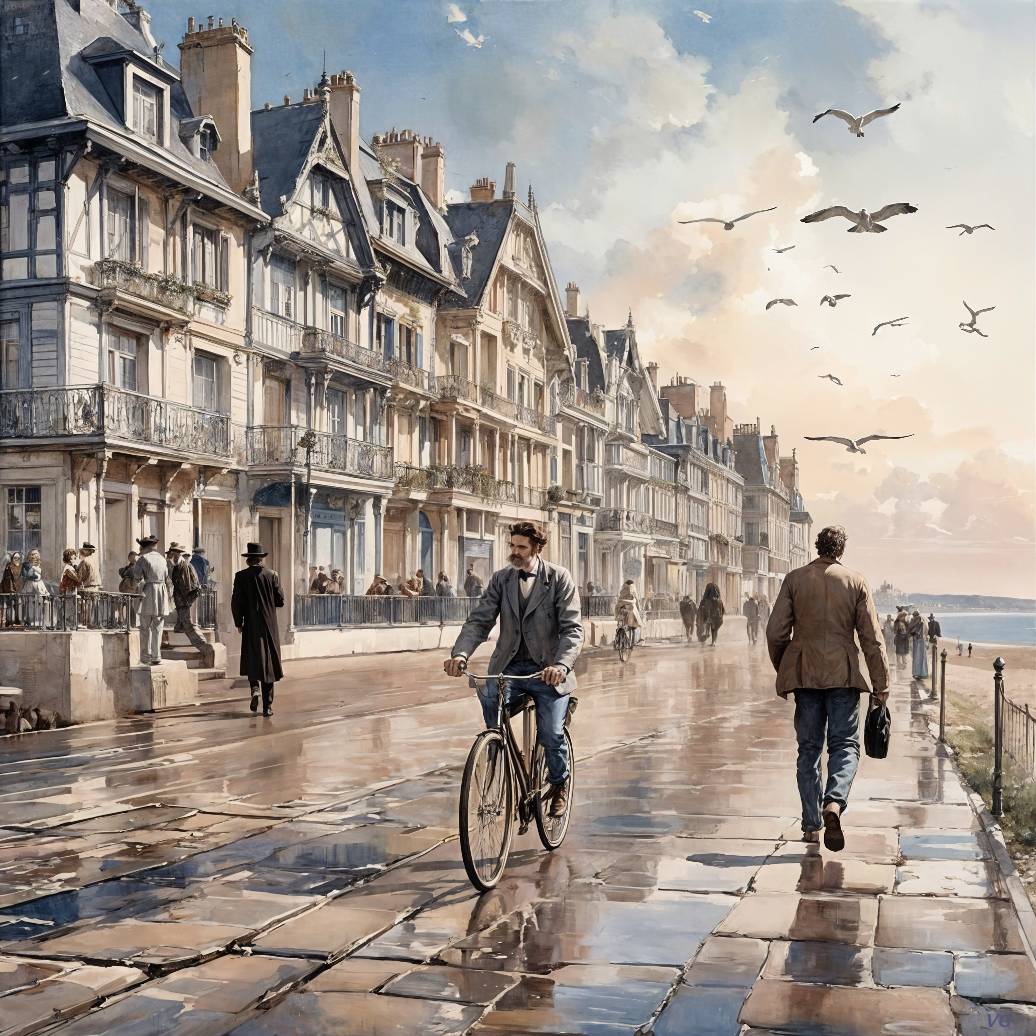 Picturesque Seaside Promenade with Historical Architecture