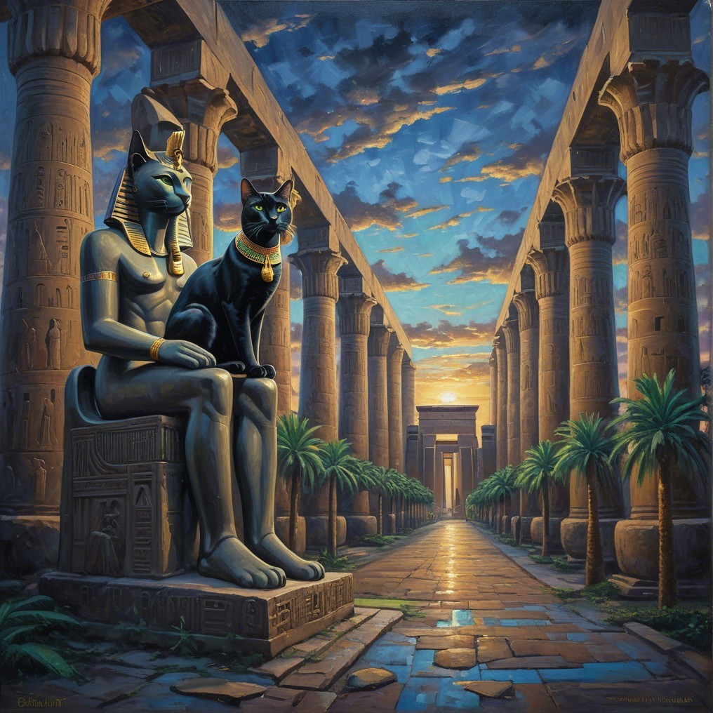 Ancient Egyptian Temple with Columns and Hieroglyphs