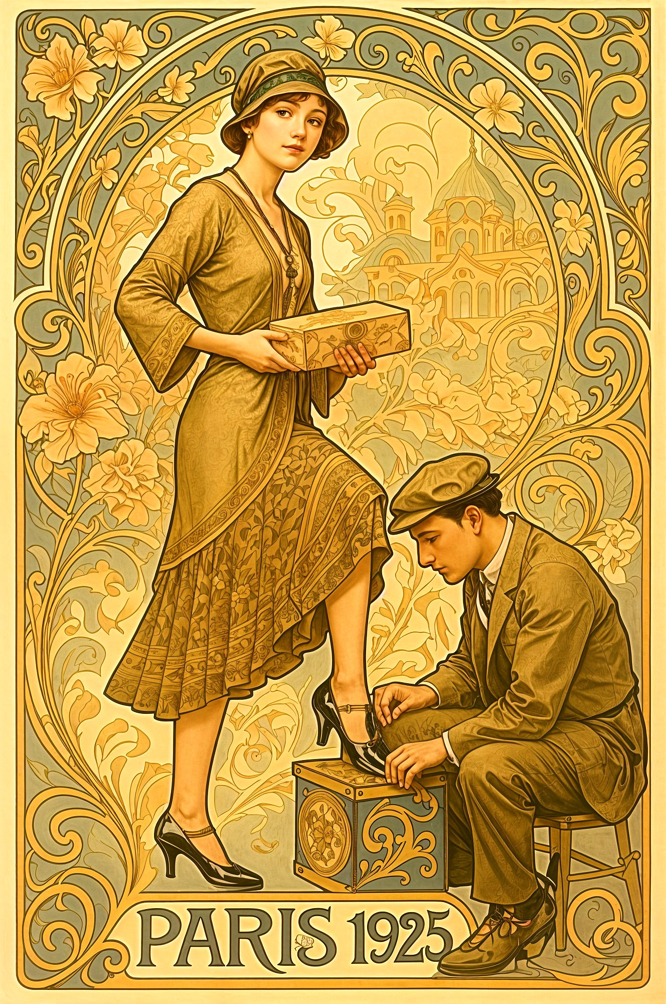 Elegant Vintage 1920s Art Nouveau Poster Design