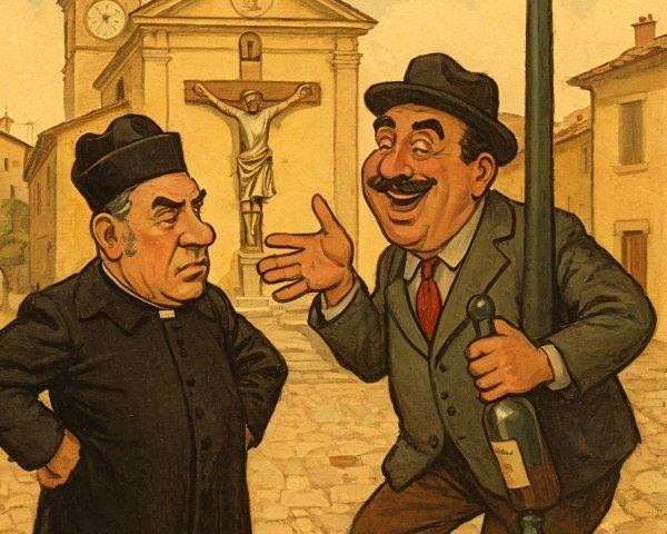 Contrasting Personalities in a Village Square Scene