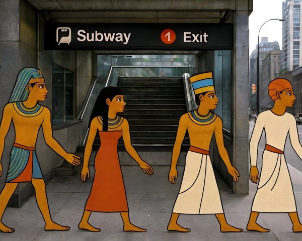 Surreal Fusion of Ancient Egypt and Modern City Life