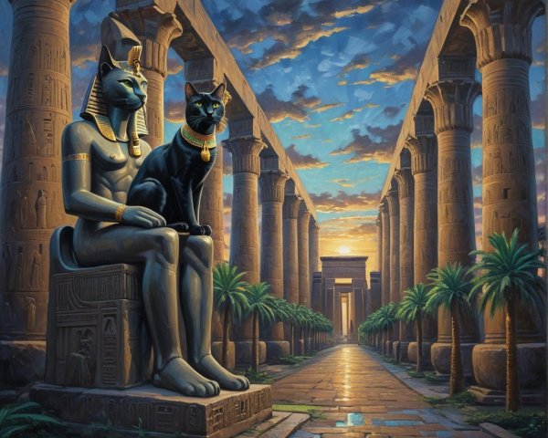 Ancient Egyptian Temple with Columns and Hieroglyphs