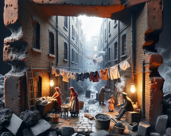 Miniature Model of a Dark Alleyway Scene