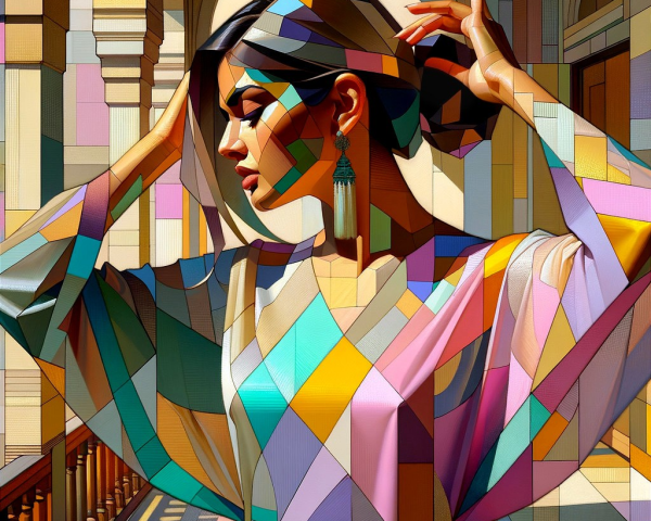 Stylized Portrait of Woman in Colorful Outfit