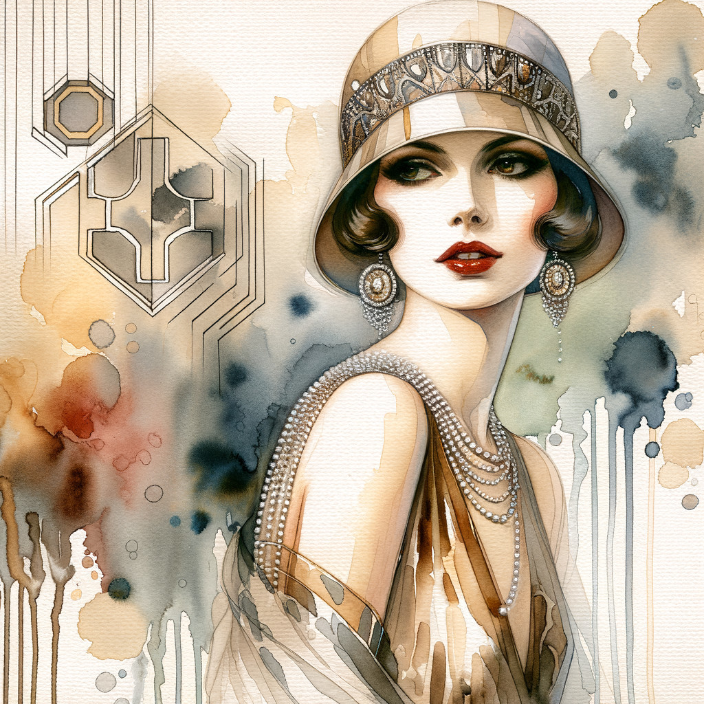 Elegant Vintage Flapper Woman with Cloche Hat and Pearls