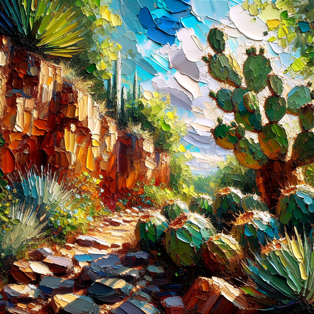 Vibrant Canyon Landscape with Sunlit Winding Path