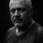 Close-Up Portrait of a Middle-Aged Man in Monochrome