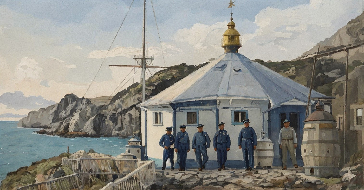 Coastal Scene with White Building and Ocean Waves