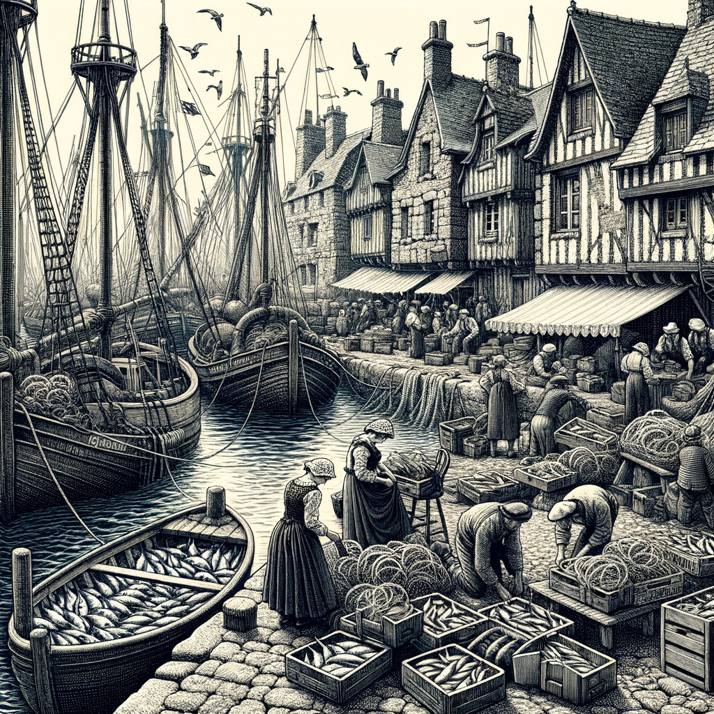 Harbor Scene with Stone Buildings and Sailboats