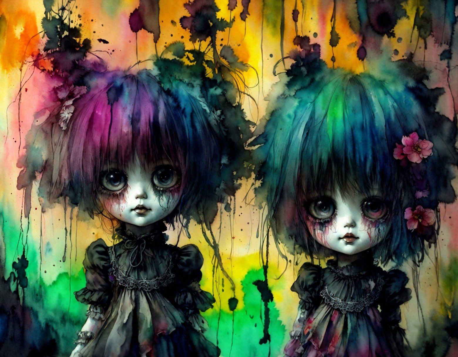 Ethereal Dolls with Pastel Hair and Frilly Outfits