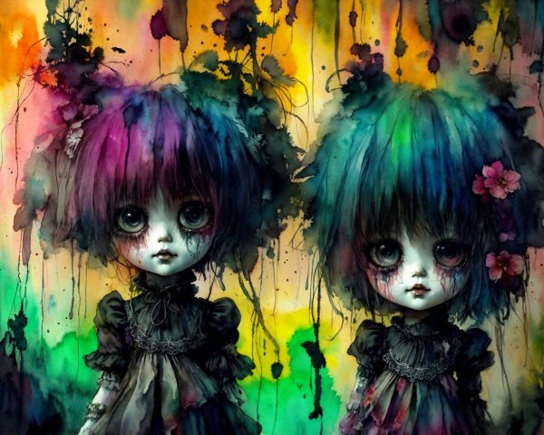 Ethereal Dolls with Pastel Hair and Frilly Outfits