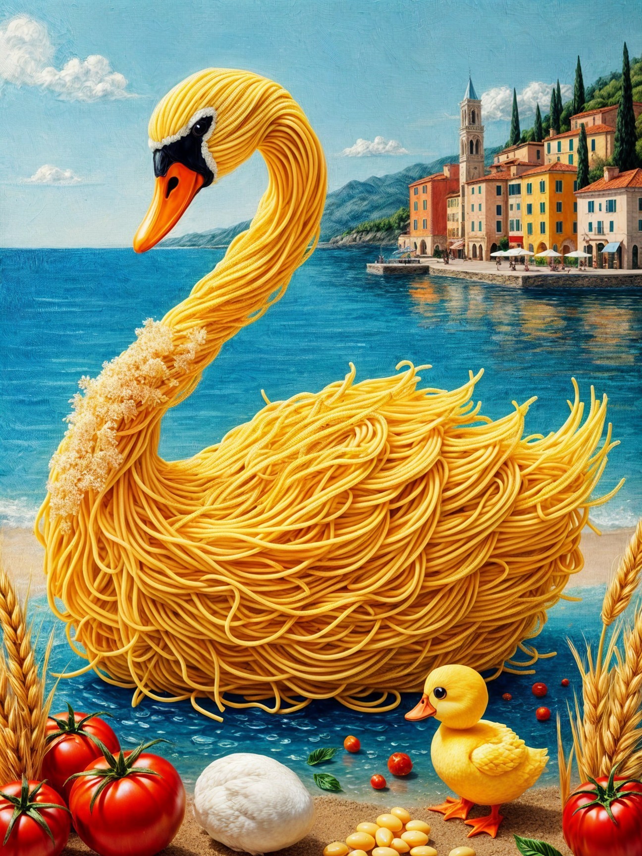 Vibrant Yellow Spaghetti Swan by Sunny Shoreline