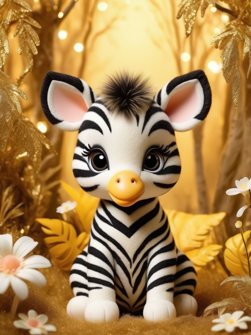 Cartoon Zebra in Whimsical Forest Setting